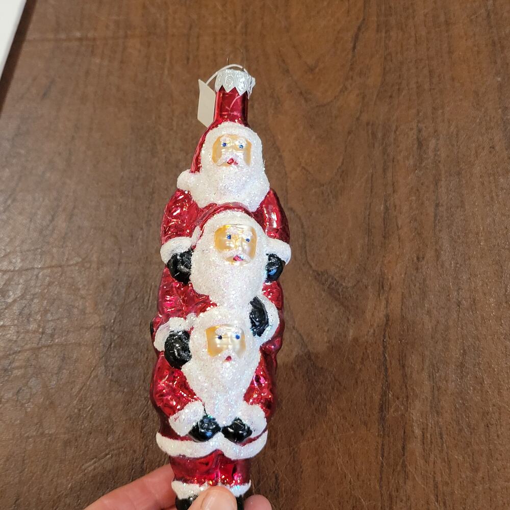 Vintage Cost Plus World Market Glass Santa Ornament Poland Blown Glass - Picture 7 of 10